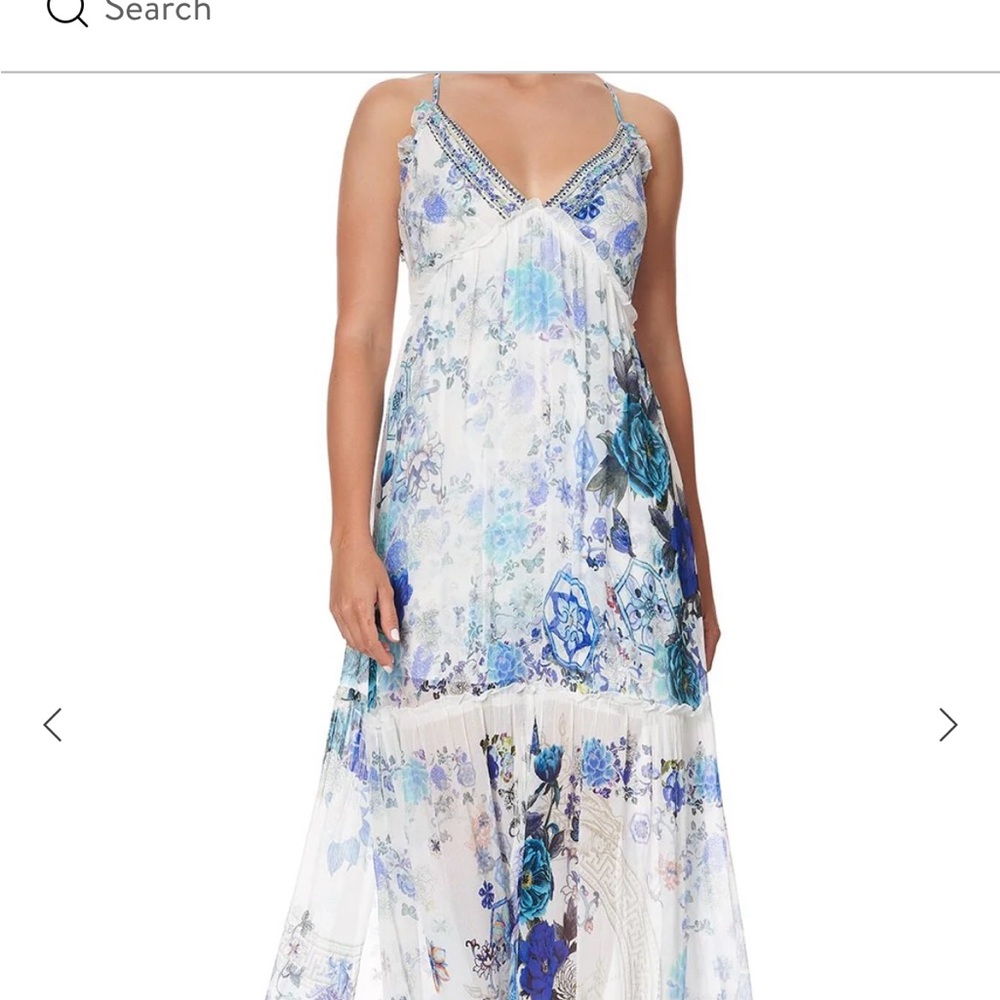 Floral Maxi Dress with Blue Accents